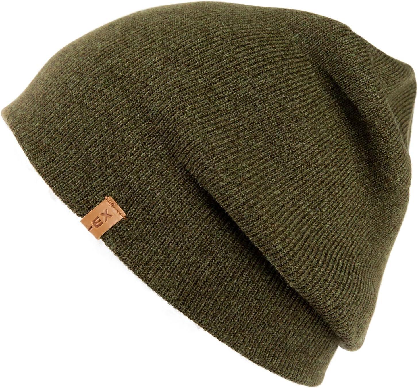 imageTOPEX PolarWool Merino Wool Fisherman Beanie  Dual Layer Knit Hat with Two Styles for Large HeadsArmy Green