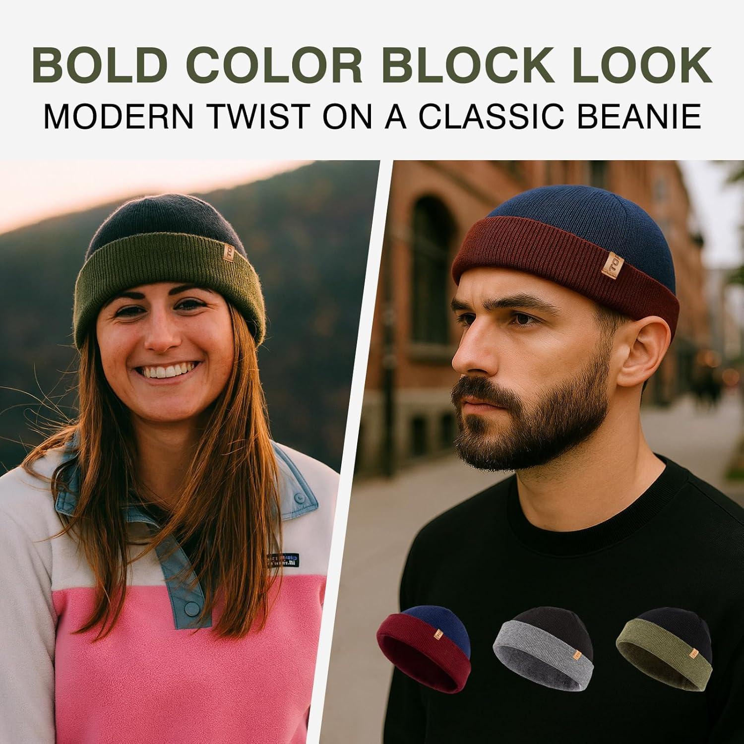 imageTOPEX PolarWool Merino Wool Fisherman Beanie  Dual Layer Knit Hat with Two Styles for Large HeadsArmy Green