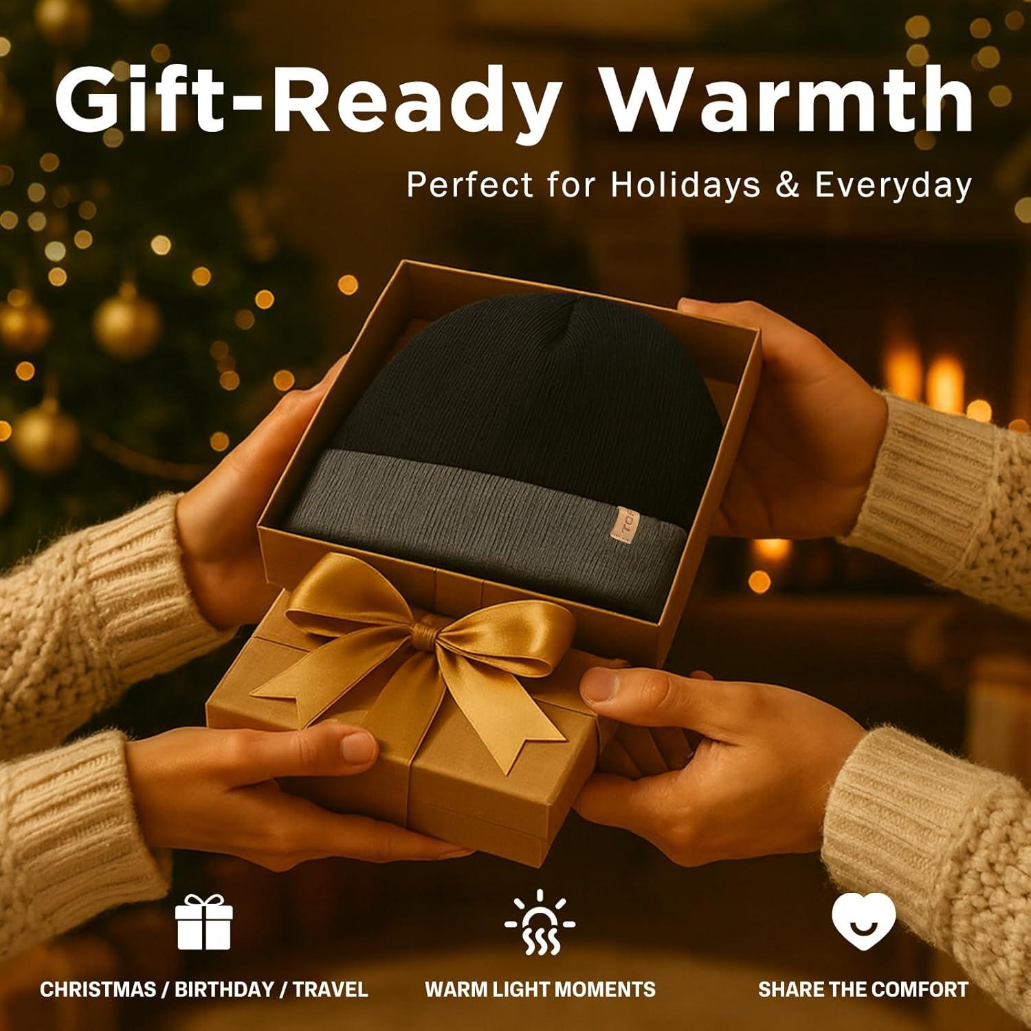 imageTOPEX PolarWool Merino Wool Fisherman Beanie  Dual Layer Knit Hat with Two Styles for Large HeadsBlack  Gray