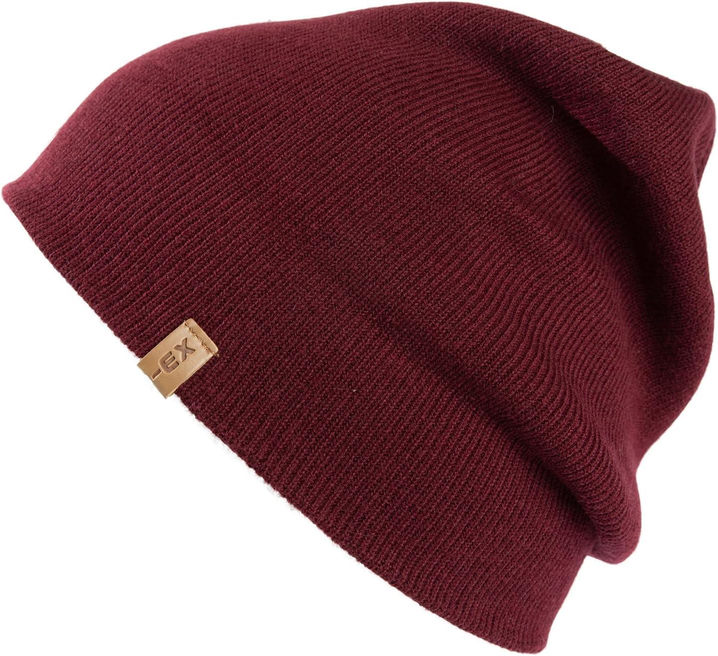 imageTOPEX PolarWool Merino Wool Fisherman Beanie  Dual Layer Knit Hat with Two Styles for Large HeadsBurgundy