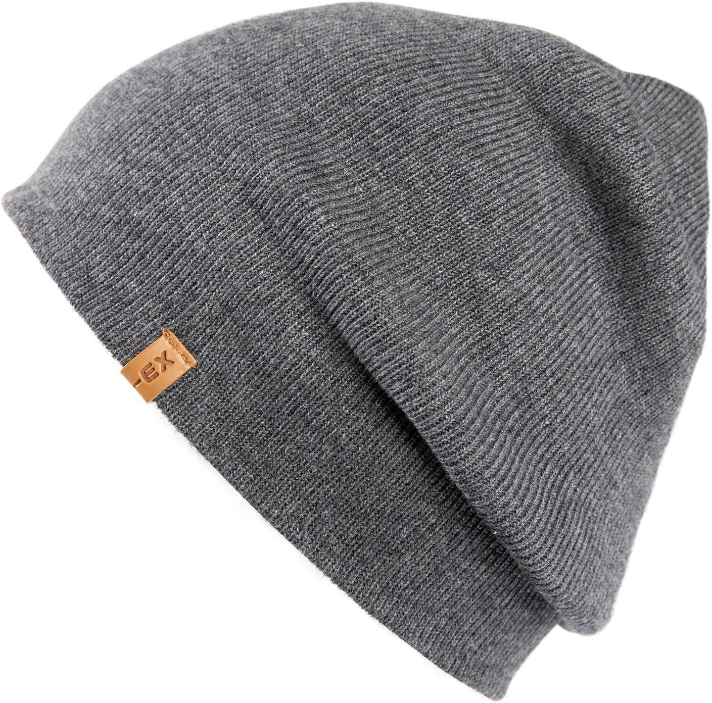 imageTOPEX PolarWool Merino Wool Fisherman Beanie  Dual Layer Knit Hat with Two Styles for Large HeadsGray