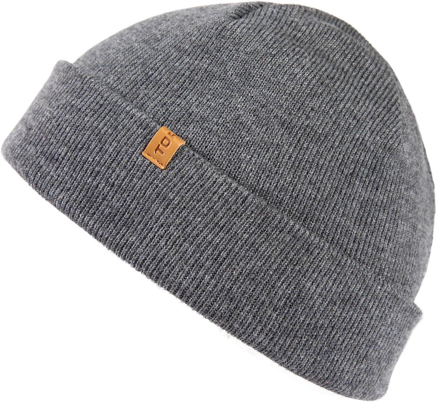 imageTOPEX PolarWool Merino Wool Fisherman Beanie  Dual Layer Knit Hat with Two Styles for Large HeadsGray