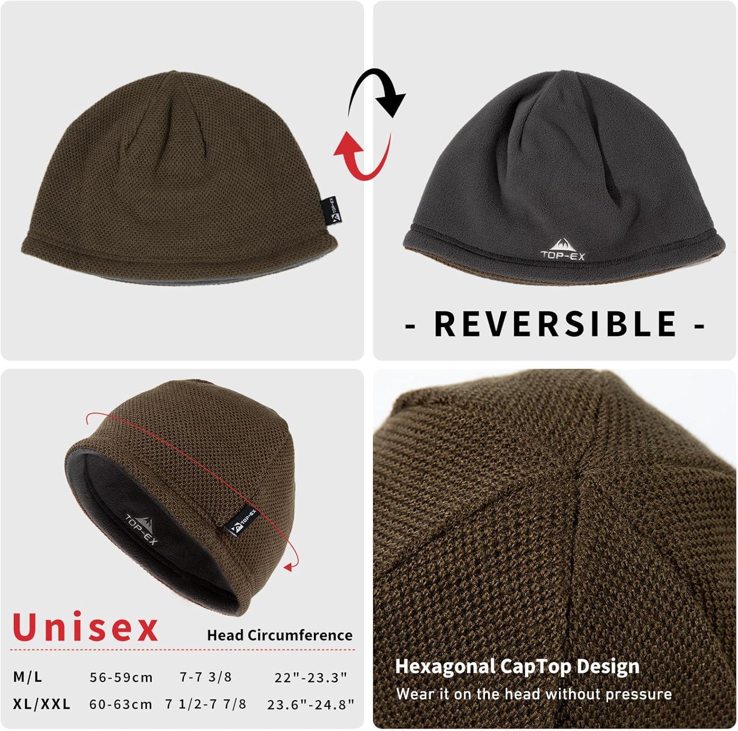 imageTOPEX PolarWool Wool Beanie Hat for Men Women Fleece Lined Skull Cap Winter Knit Hat Watch Caps Reversible ampamp WindproofGreen