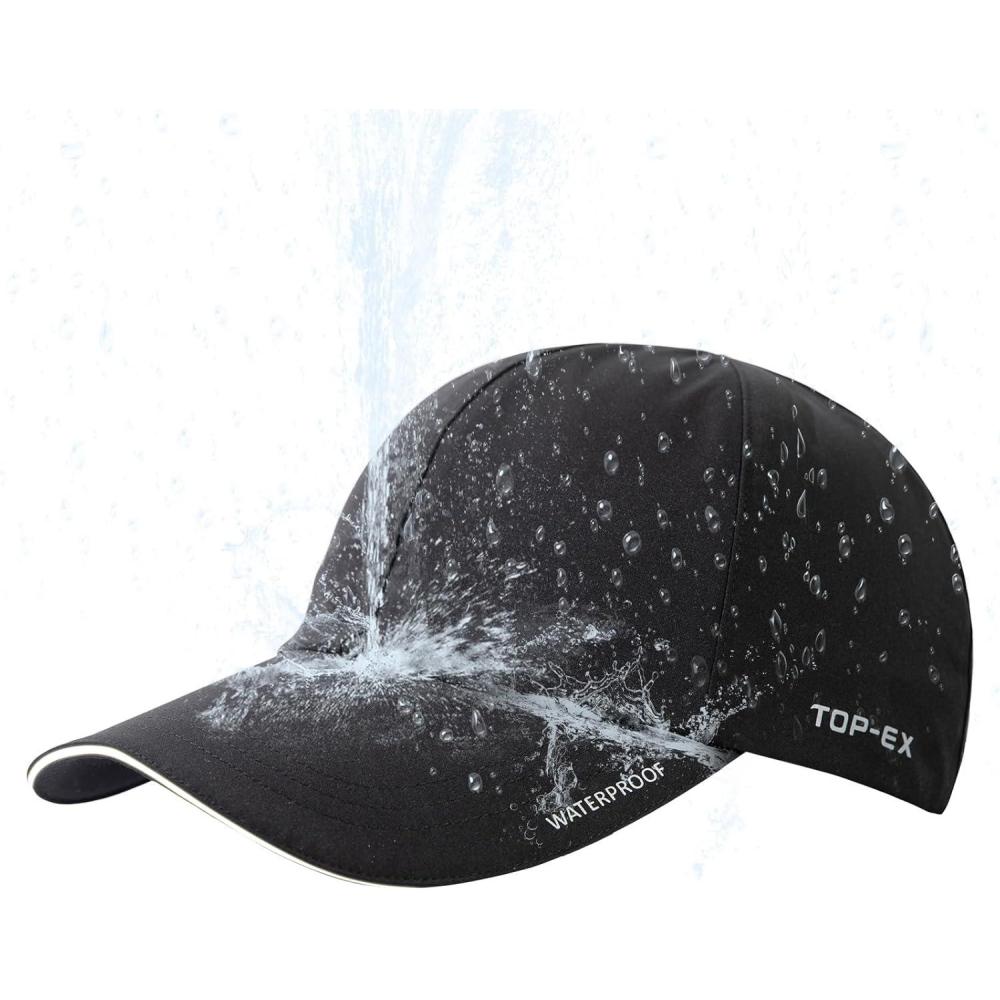imageOversized XL XXL Waterproof All Weather Performance Running Cap Recycled Unstructured Baseball Hat Urban StormStorm Black