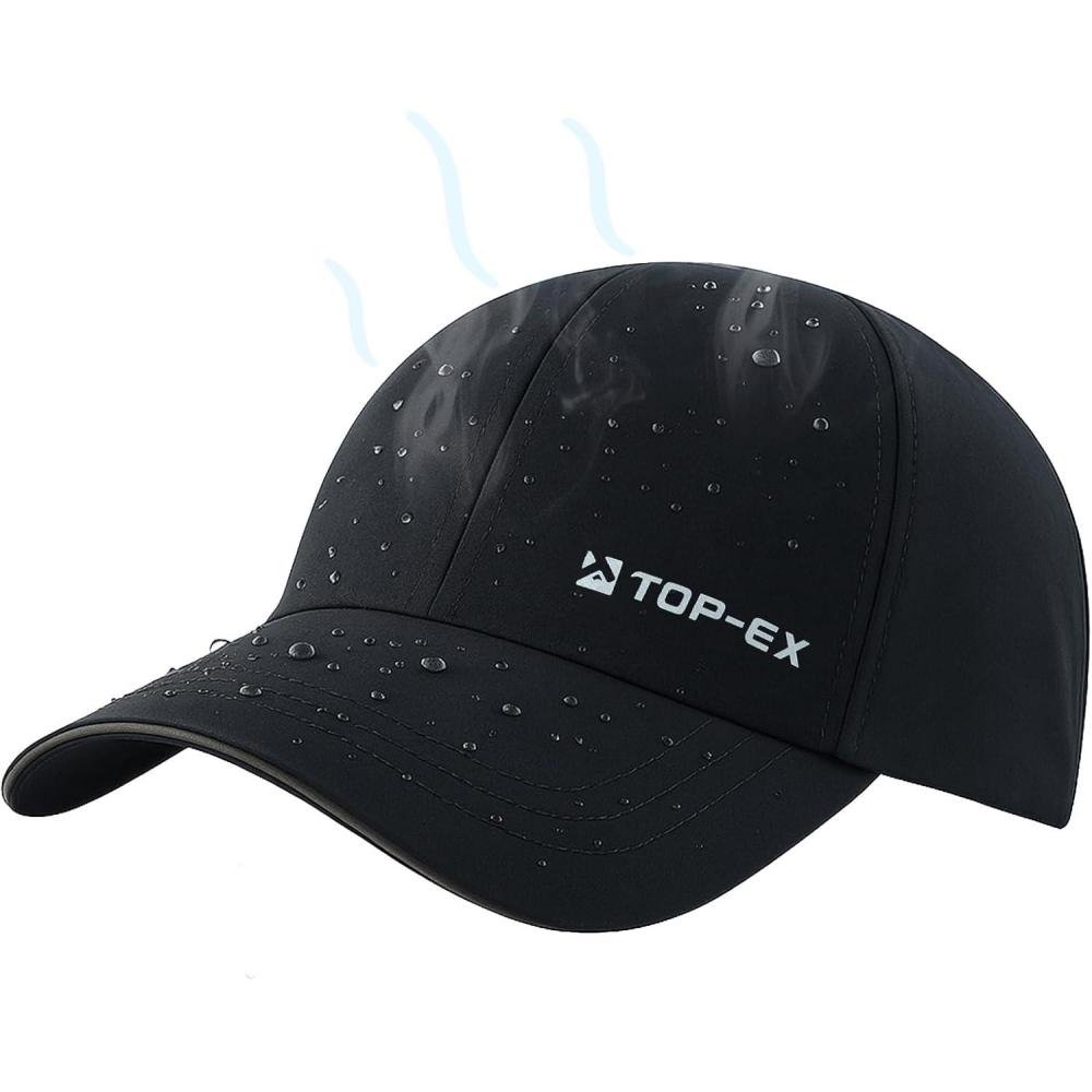 imageOversized XL XXL Waterproof All Weather Performance Running Cap Recycled Unstructured Baseball Hat Urban StormUrban Black