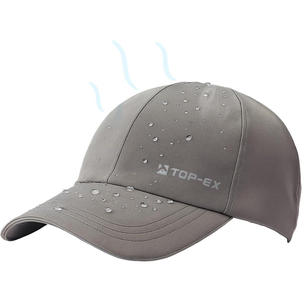 imageOversized XL XXL Waterproof All Weather Performance Running Cap Recycled Unstructured Baseball Hat Urban StormUrban Grey