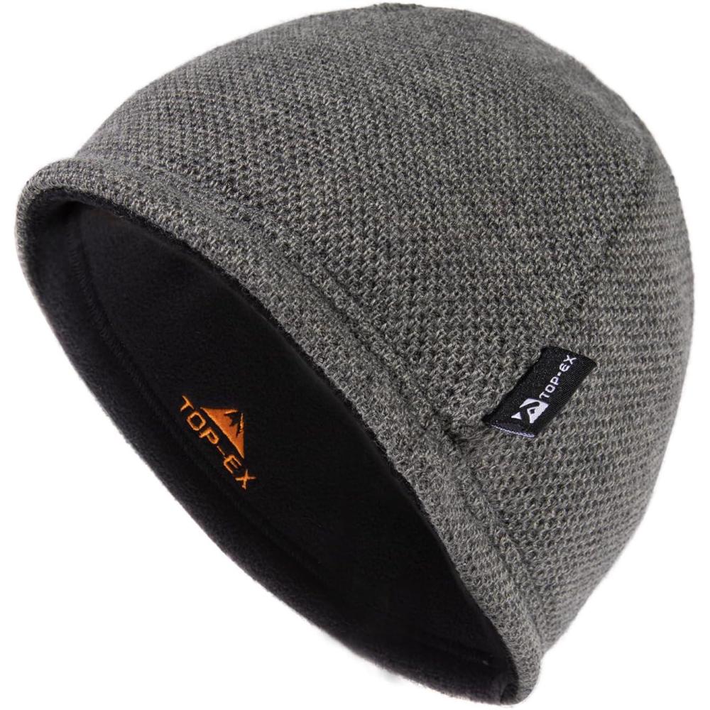 imageTOPEX PolarWool Wool Beanie Hat for Men Women Fleece Lined Skull Cap Winter Knit Hat Watch Caps Reversible ampamp WindproofGrey