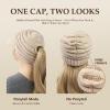 imageTOPEX ChicPony Hidden Ponytail Beanie for Women with Brim Icelandic Wool Knit Hat Fleece Lined Warm Winter HatBeige