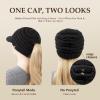 imageTOPEX ChicPony Hidden Ponytail Beanie for Women with Brim Icelandic Wool Knit Hat Fleece Lined Warm Winter HatBlack