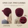 imageTOPEX ChicPony Hidden Ponytail Beanie for Women with Brim Icelandic Wool Knit Hat Fleece Lined Warm Winter HatBurgundy