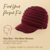 imageTOPEX ChicPony Hidden Ponytail Beanie for Women with Brim Icelandic Wool Knit Hat Fleece Lined Warm Winter HatBurgundy