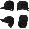 imageTOPEX DryKnit 50 Merino Wool Waterproof Winter Beanie Hat with Brim Fleece Lined Knit Cap for Cold Weather ampamp Large HeadBlack
