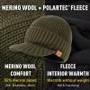 imageTOPEX DryKnit 50 Merino Wool Waterproof Winter Beanie Hat with Brim Fleece Lined Knit Cap for Cold Weather ampamp Large HeadGreen