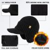 imageTOPEX DryKnit Waterproof Merino Wool Beanie Hat with Brim Ear Flaps Fleece Lined Ski Cap for Cold Weather ampamp Large HeadsBlack