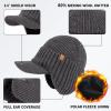 imageTOPEX DryKnit Waterproof Merino Wool Beanie Hat with Brim Ear Flaps Fleece Lined Ski Cap for Cold Weather ampamp Large HeadsGray