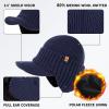 imageTOPEX DryKnit Waterproof Merino Wool Beanie Hat with Brim Ear Flaps Fleece Lined Ski Cap for Cold Weather ampamp Large HeadsNavy