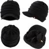 imageTOPEX DryKnit Winter Waterproof Merino Wool Visor Beanie Hat with Brim for Men Women Knit Cap Stocking Warm Fleece LinedBlack584