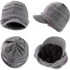 imageTOPEX DryKnit Winter Waterproof Merino Wool Visor Beanie Hat with Brim for Men Women Knit Cap Stocking Warm Fleece LinedGrey584