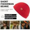 imageTOPEX PolarWool 100 Merino Wool Fisherman Beanie Hat  Soft Single Layer Warm Short Sailor Trawler Cap for Men WomenSignal Red