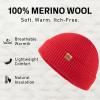 imageTOPEX PolarWool 100 Merino Wool Fisherman Beanie Hat  Soft Single Layer Warm Short Sailor Trawler Cap for Men WomenSignal Red