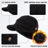 imageTOPEX PolarWool 100 Merino Wool Winter Hat for Men Fleece Lined Visor Beanie with Brim Outdoor Knit Cap for Cold WeatherBlack