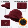 imageTOPEX PolarWool 100 Merino Wool Winter Hat for Men Fleece Lined Visor Beanie with Brim Outdoor Knit Cap for Cold WeatherBurgundy