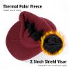 imageTOPEX PolarWool 100 Merino Wool Winter Hat for Men Fleece Lined Visor Beanie with Brim Outdoor Knit Cap for Cold WeatherBurgundy