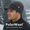 imageTOPEX PolarWool 100 Merino Wool Winter Hat for Men Fleece Lined Visor Beanie with Brim Outdoor Knit Cap for Cold WeatherGray