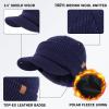 imageTOPEX PolarWool 100 Merino Wool Winter Hat for Men Fleece Lined Visor Beanie with Brim Outdoor Knit Cap for Cold WeatherNavy