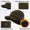 imageTOPEX PolarWool 100 Merino Wool Winter Hat for Men Fleece Lined Visor Beanie with Brim Outdoor Knit Cap for Cold WeatherOlive Green