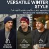 imageTOPEX PolarWool Merino Wool Fisherman Beanie  Dual Layer Knit Hat with Two Styles for Large HeadsNavy  Burgundy