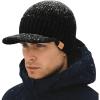 imageTOPEX DryKnit 50 Merino Wool Waterproof Winter Beanie Hat with Brim Fleece Lined Knit Cap for Cold Weather ampamp Large HeadBlack