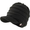 imageTOPEX DryKnit Winter Waterproof Merino Wool Visor Beanie Hat with Brim for Men Women Knit Cap Stocking Warm Fleece LinedBlack584