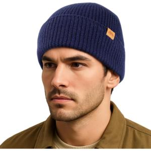 imageTOPEX PolarWool 100 Merino Wool Beanie Hat for Men Women  Warm Soft Knit Winter Hat for Large Heads Hiking RunningNavy