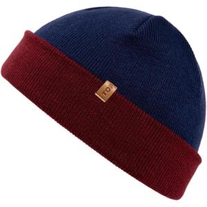imageTOPEX PolarWool Merino Wool Fisherman Beanie  Dual Layer Knit Hat with Two Styles for Large HeadsNavy  Burgundy