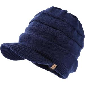 imageTOPEX Waterproof Merino Wool Visor Beanie Winter Hat with Brim for Men ampamp Women  Knit Cap with Bill Beanies Stocking Warm Fleece Lined for Cold Weather Protection Outdoor Black Medium Large