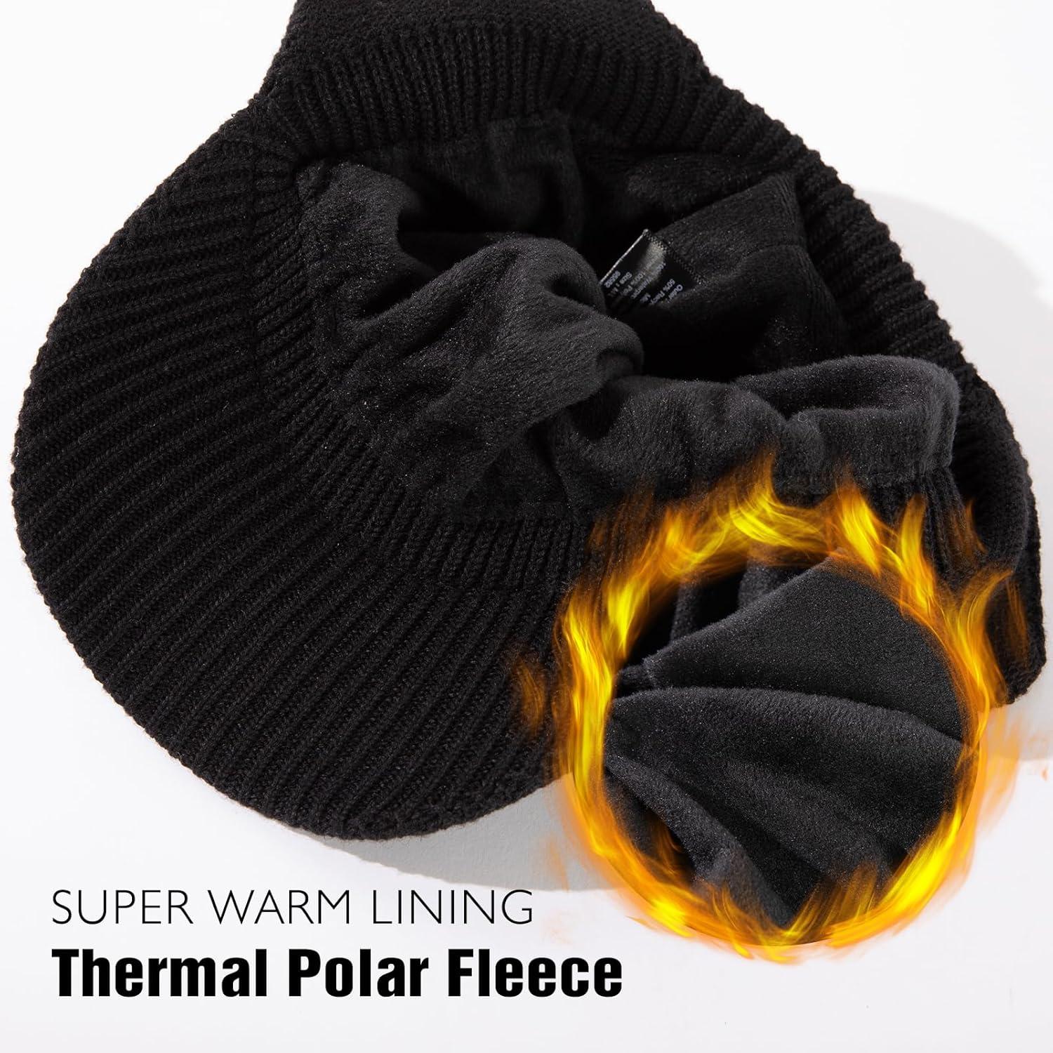 imageTOPEX DryKnit XLXXL 50 Merino Wool Waterproof Brim Beanie with Ear Flaps Fleece Lined for All WeatherBlack Waterproof