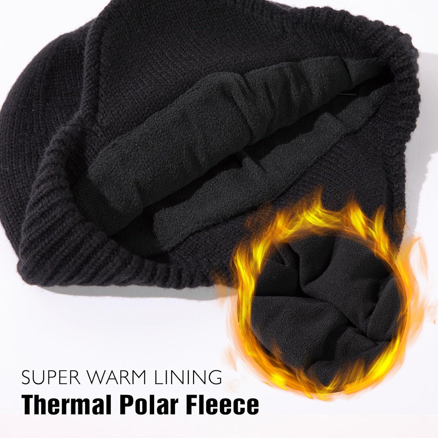 imageTOPEX XLXXL 80 Merino Wool Waterproof Beanie for Men Women with Ear Flap Winter Fleece Lined Beanie Outdoor Skiing Hat Black Medium