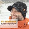 imageTOPEX DryKnit 50 Merino Wool Winter Hats Beanie with Brim Waterproof Warm Fleece Lined for Cold WeatherBlack Waterproof