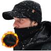 imageTOPEX DryKnit Waterproof Merino Wool Visor Beanie ampamp Polar Fleece Neck Warmer Set  Winter Hat for Cold WeatherBlackset Waterproof