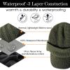 imageTOPEX DryKnit Waterproof Merino Wool Visor Beanie ampamp Polar Fleece Neck Warmer Set  Winter Hat for Cold WeatherGreenset Waterproof