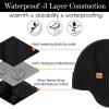 imageTOPEX XLXXL 80 Merino Wool Waterproof Beanie for Men Women with Ear Flap Winter Fleece Lined Beanie Outdoor Skiing Hat Black Medium