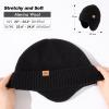 imageTOPEX XLXXL 80 Merino Wool Waterproof Beanie for Men Women with Ear Flap Winter Fleece Lined Beanie Outdoor Skiing Hat Black Medium