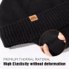 imageTOPEX XLXXL 80 Merino Wool Waterproof Beanie for Men Women with Ear Flap Winter Fleece Lined Beanie Outdoor Skiing Hat Black Medium