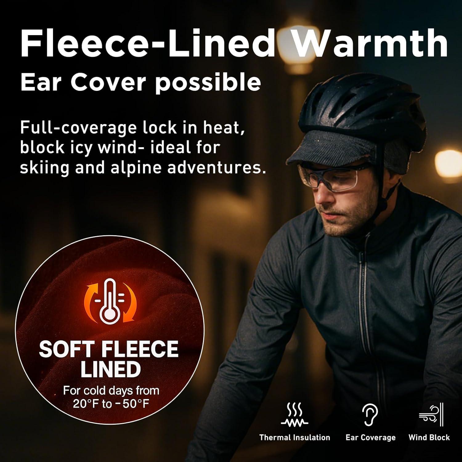 imageDryKnit Waterproof LXLXXL Fleece Lined Merino Wool Blend Beanie with Brim Visor Cap Warm Winter Hat for Men WomenGrayurban