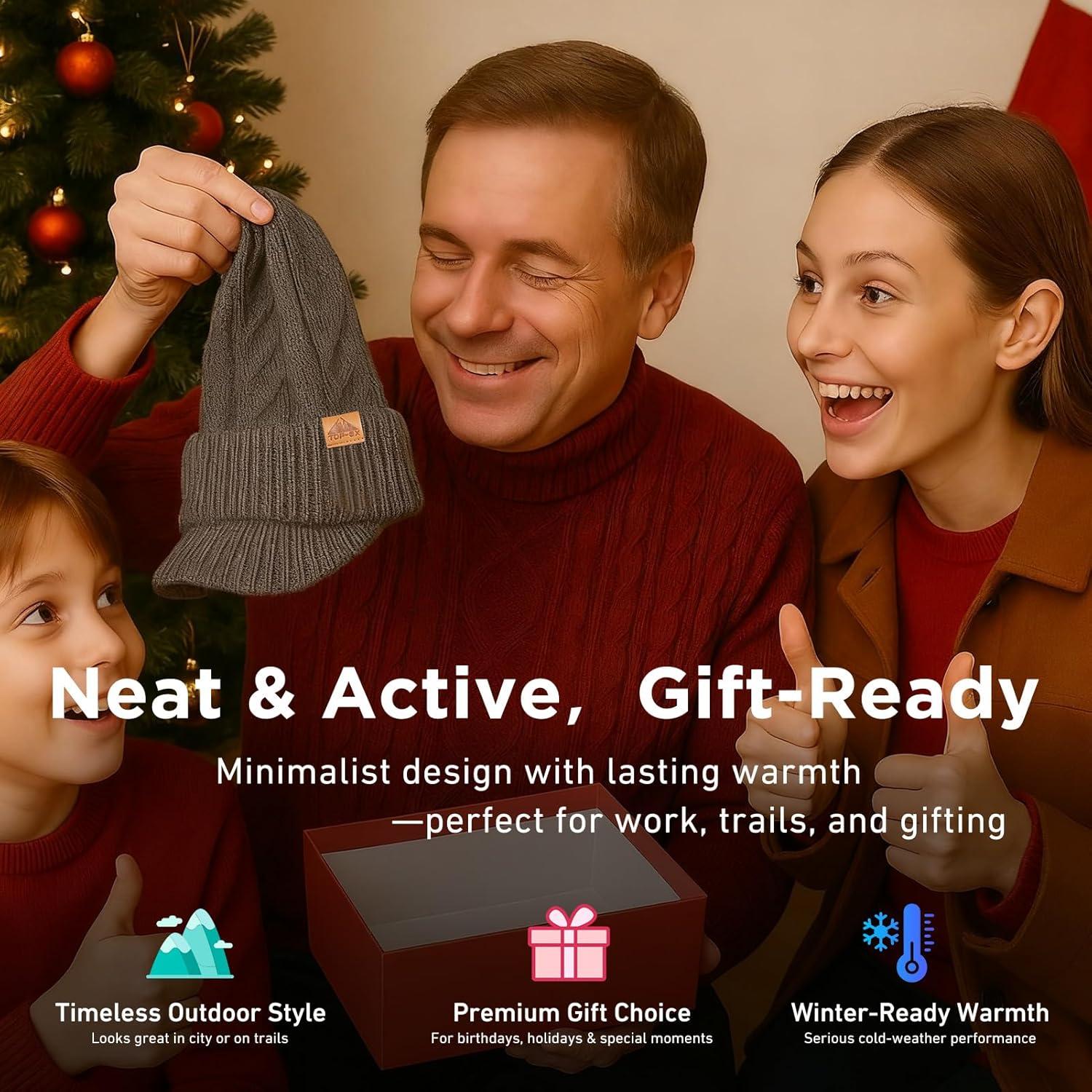 imageDryKnit Waterproof Merino Wool LXLXXL Beanie Hat with Brim Visor Cap Warm Winter Knit Hat for Men WomenBlacksentinel