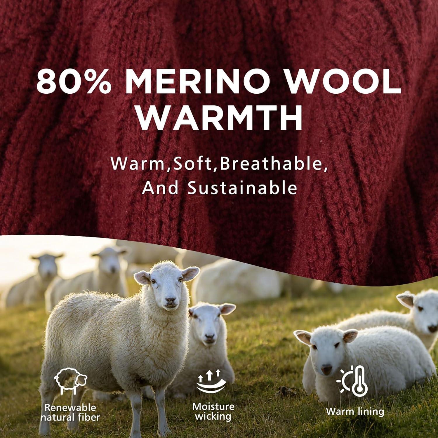 imageDryKnit Waterproof Merino Wool LXLXXL Beanie Hat with Brim Visor Cap Warm Winter Knit Hat for Men WomenBurgundyember