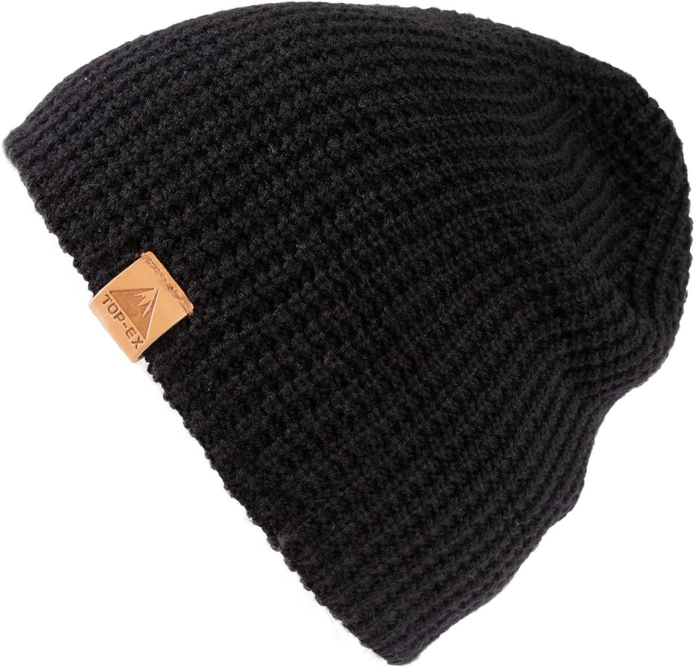 imagePolarWool LXLXXL Merino Wool Waffle Fisherman Beanie Watch Cap DualLayer 2 Styles Warm Winter Knit Hat for Men WomenBlacksentinel