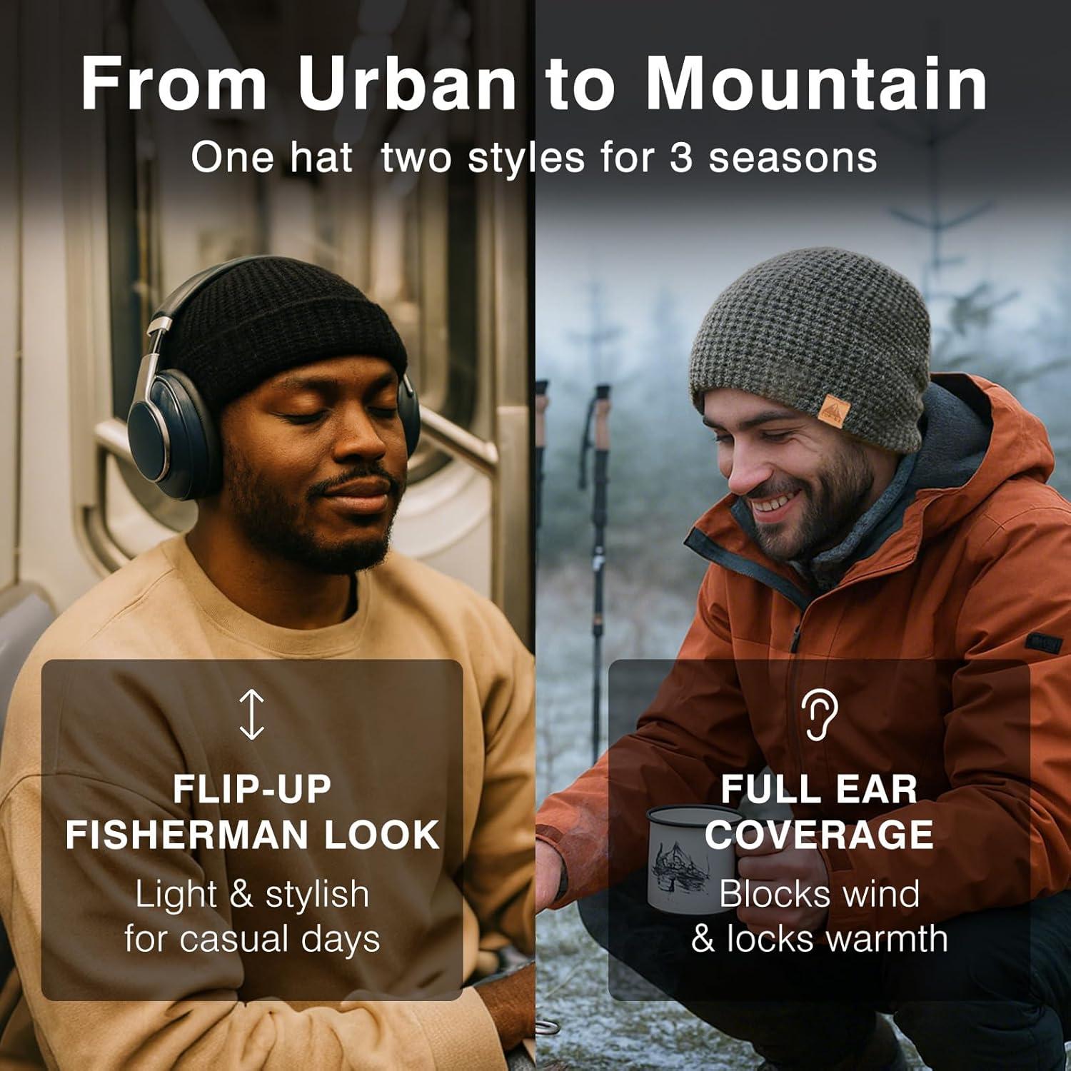 imagePolarWool LXLXXL Merino Wool Waffle Fisherman Beanie Watch Cap DualLayer 2 Styles Warm Winter Knit Hat for Men WomenBurgundyember