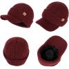 imageDryKnit Waterproof Merino Wool LXLXXL Beanie Hat with Brim Visor Cap Warm Winter Knit Hat for Men WomenBurgundyember